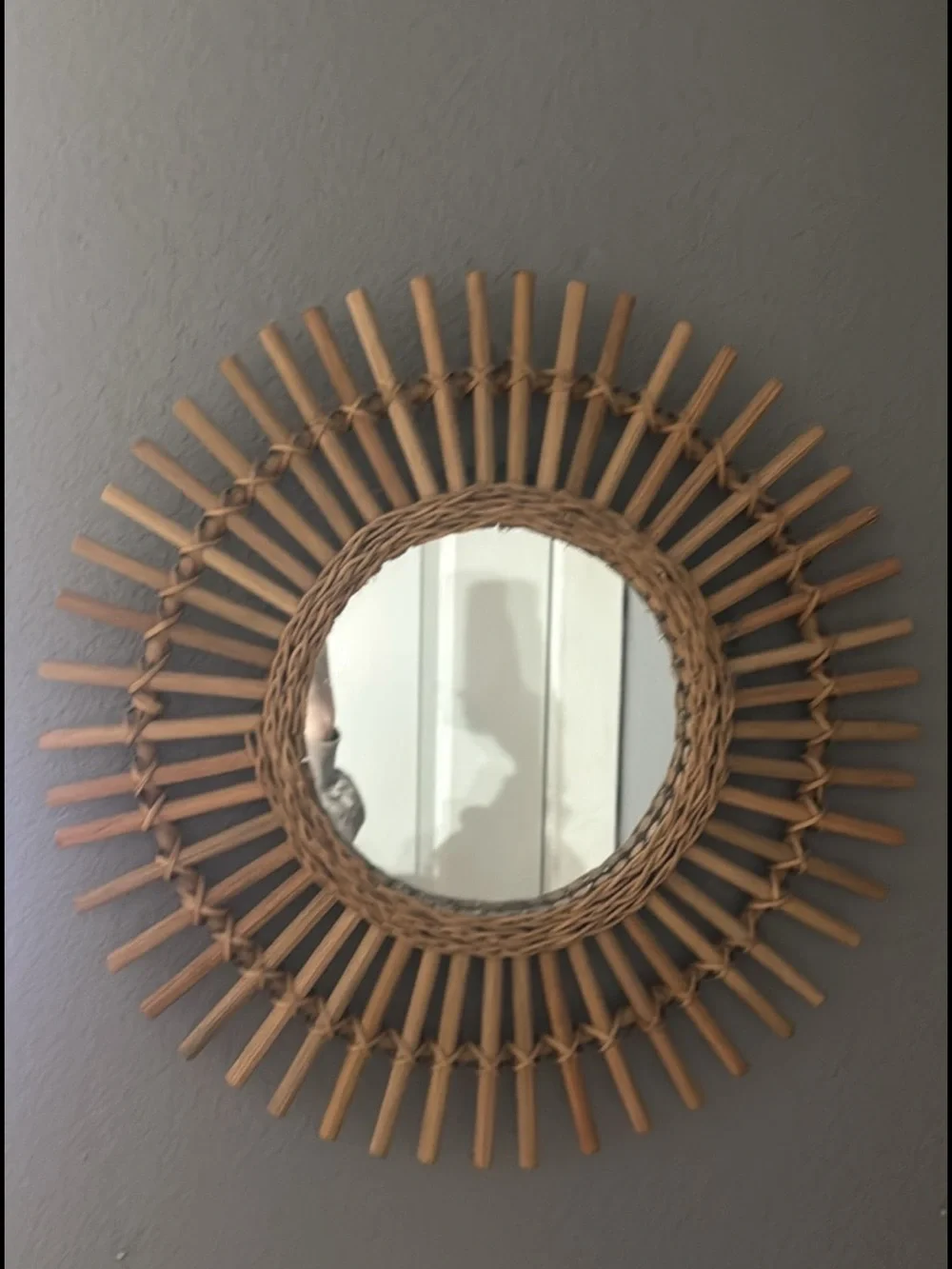 Natural Rattan Sunburst Wall Mirror - Neutral Brown